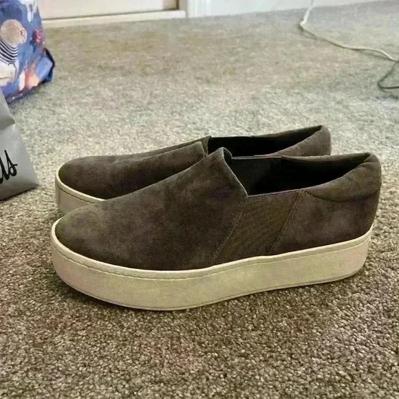 VINCE Gray Suede Slip On Shoes Size 8 - Picture 3 of 6